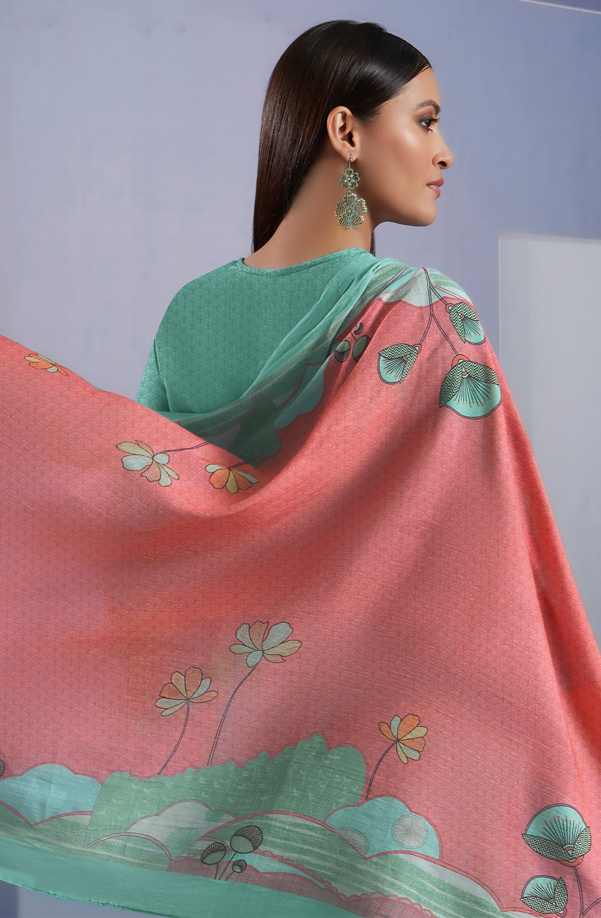 Firozi Cotton Digital Printed Unstitched Salwar Suit - SUN332