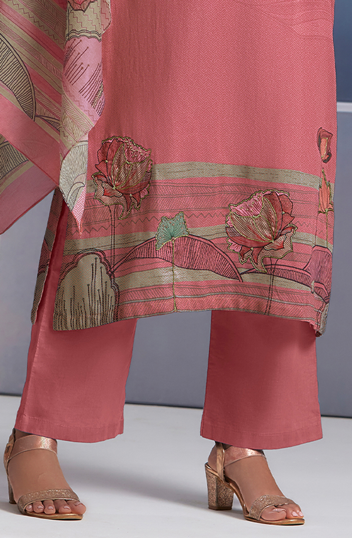 Pink Cotton Digital Printed Unstitched Salwar Suit - SUN358