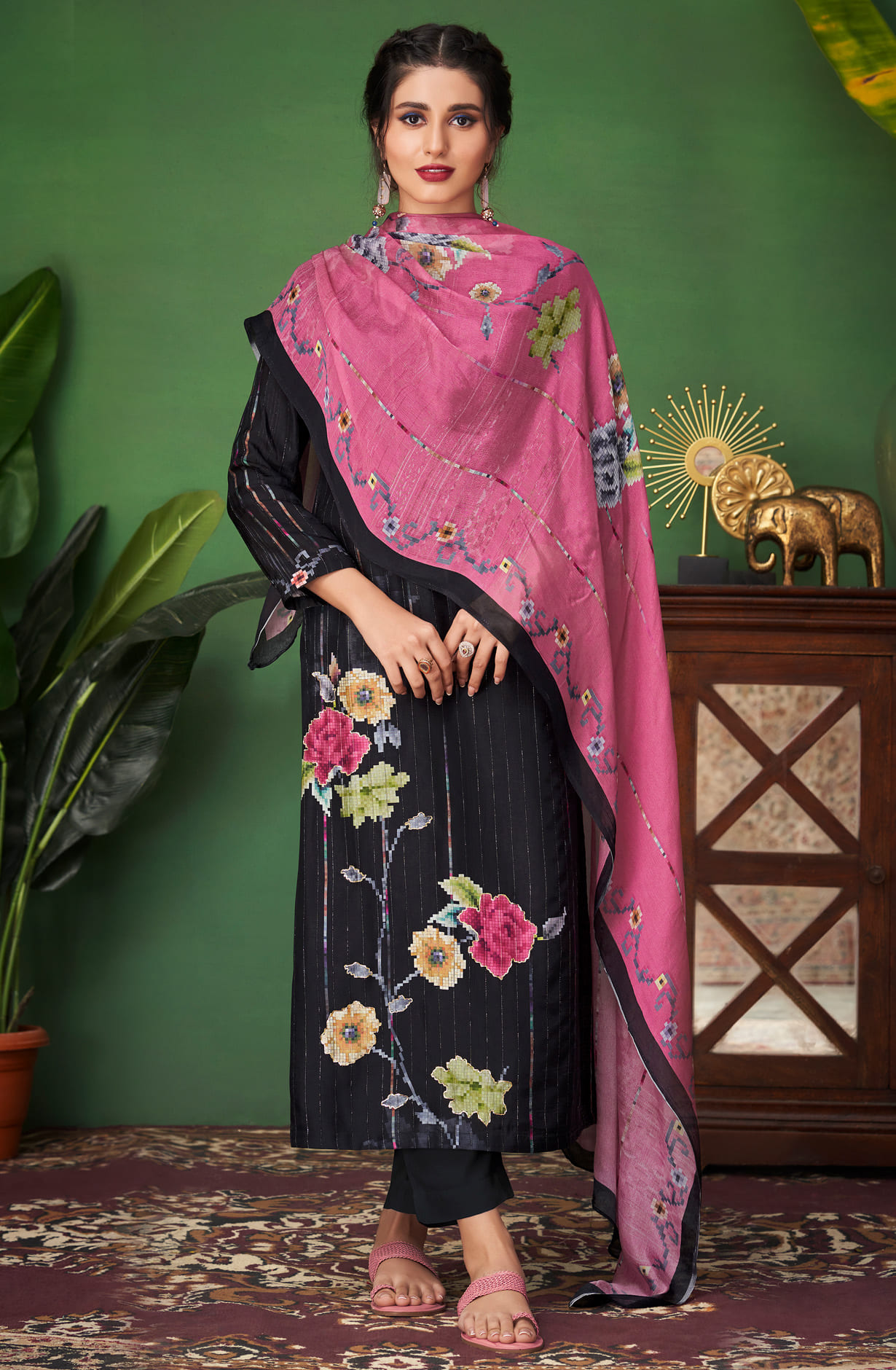 Black Modal Silk Salwar Kameez - SUR1365