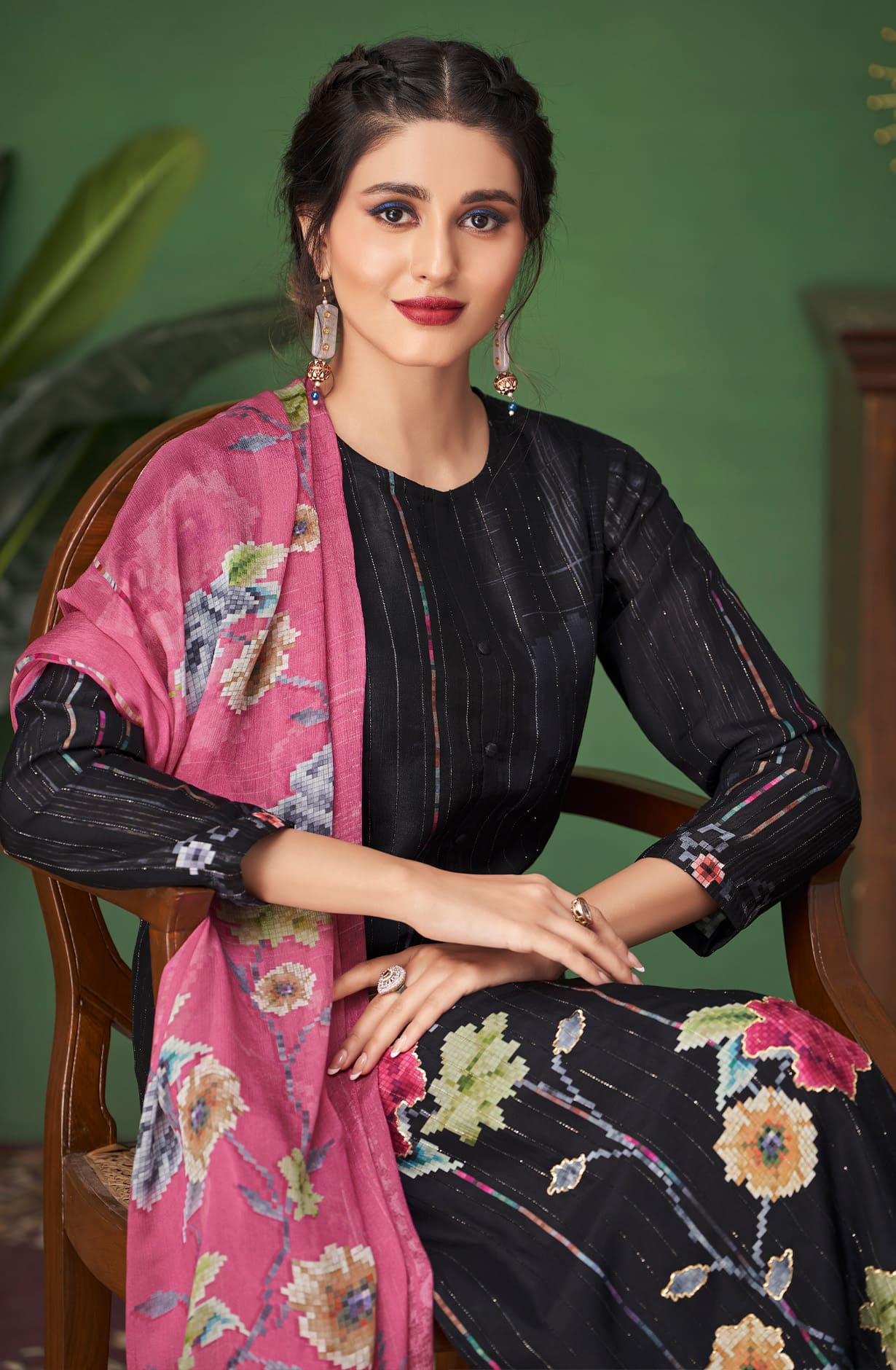 Black Modal Silk Salwar Kameez - SUR1365