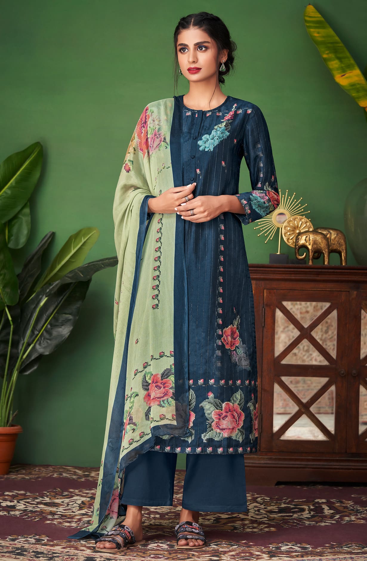Blue Modal Silk Salwar Kameez - SUR1378
