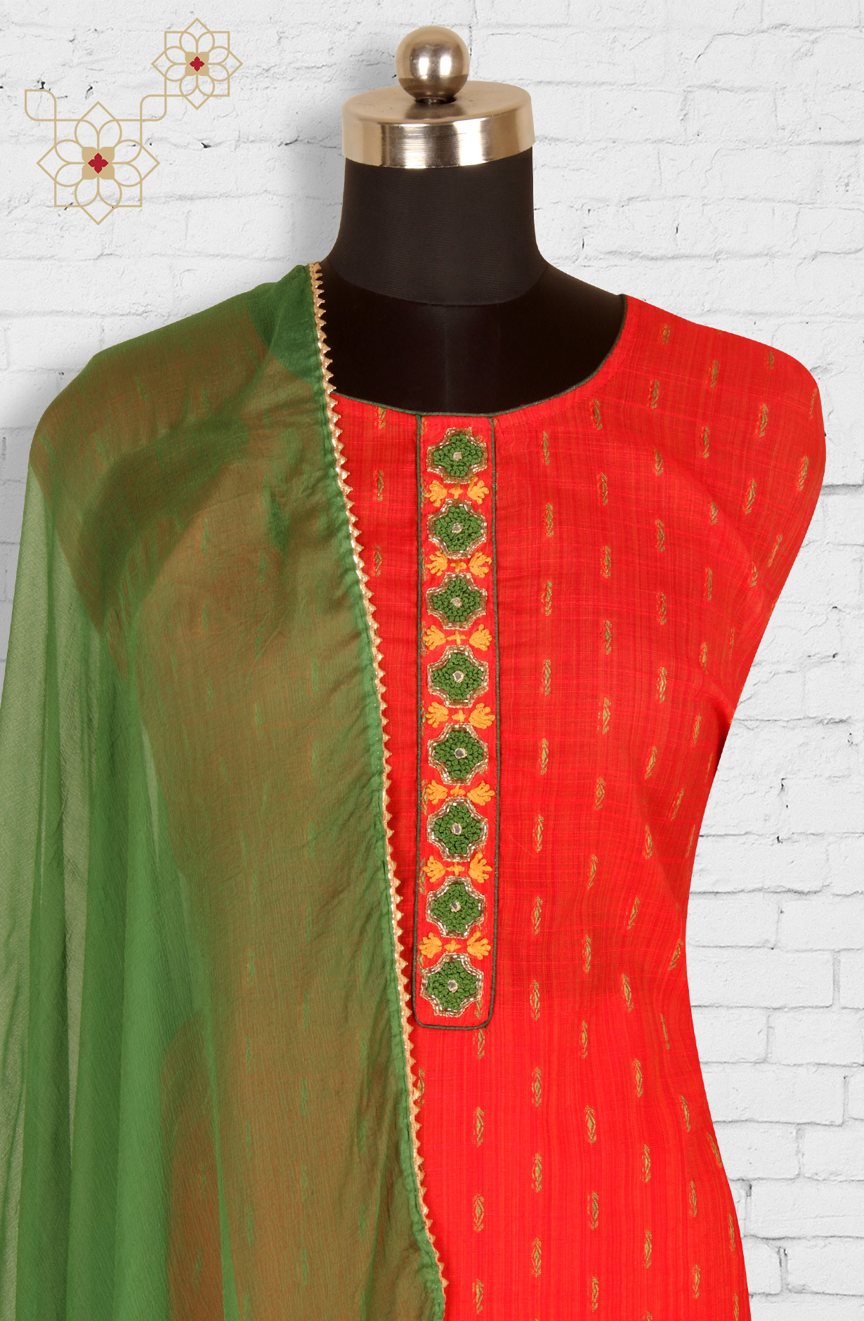 Festive Special Red Unstitched Chanderi Suit-sets - SVACHN1212B