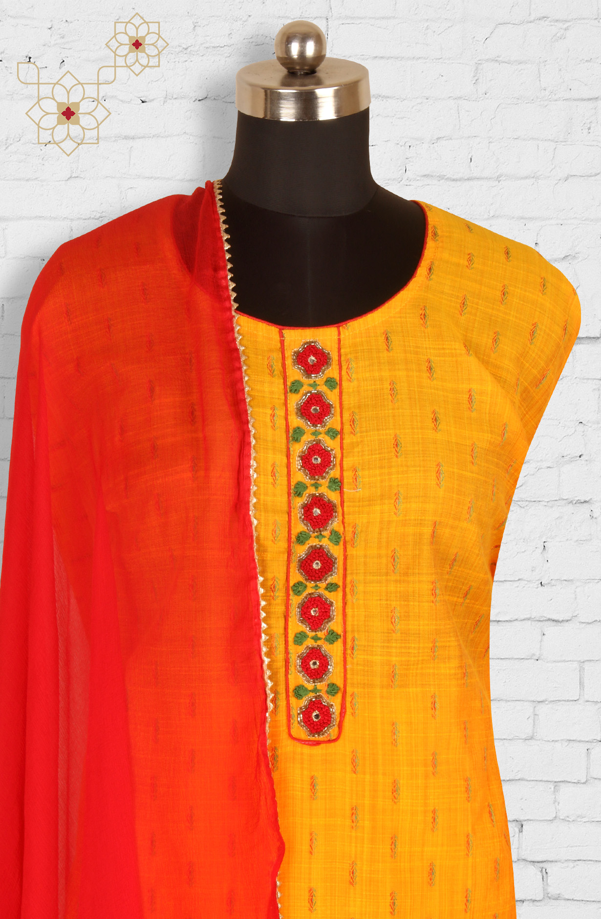 Festive Special Yellow Unstitched Chanderi Suit-sets - SVACHN1212D