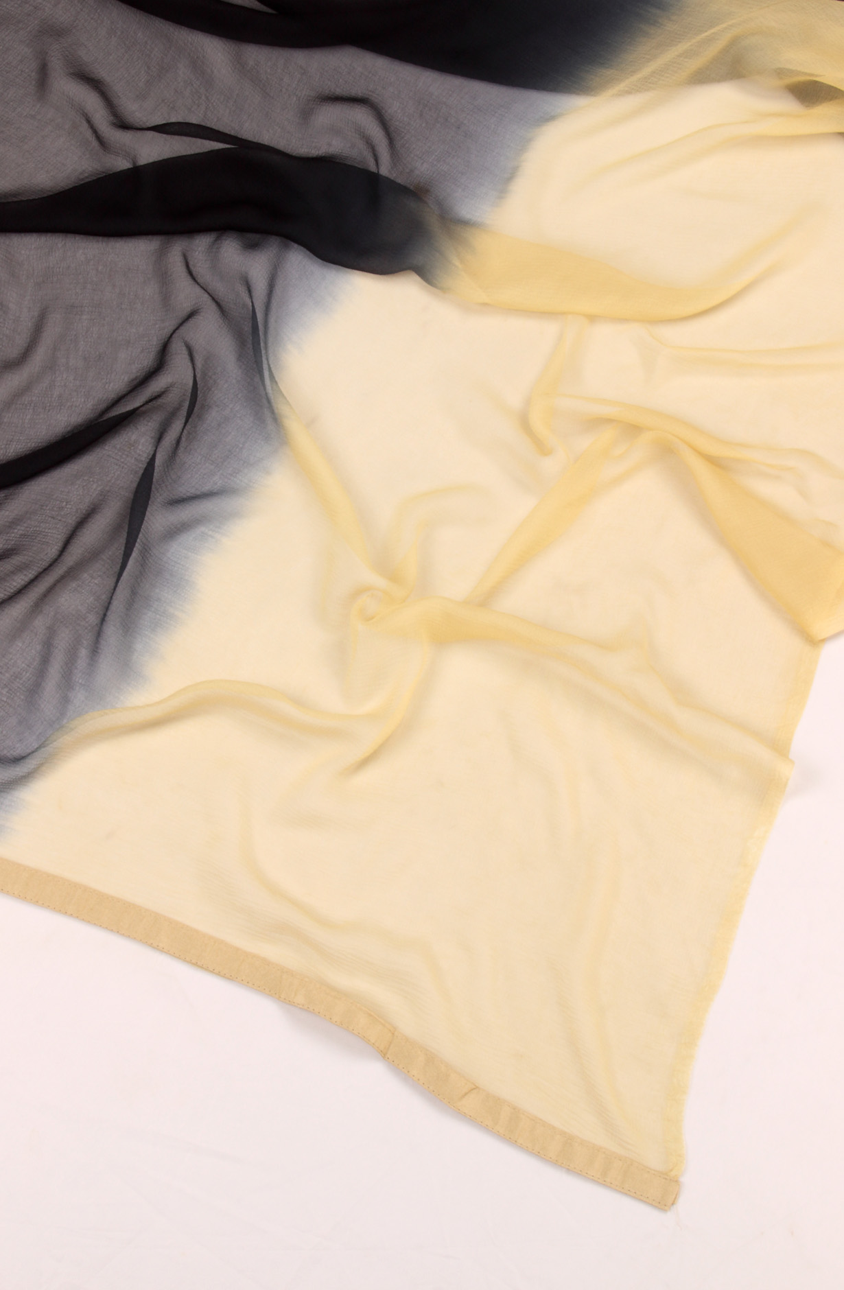 Black Cotton Unstitched Salwar Suit with Chiffon Dupatta - SVACOT1231C