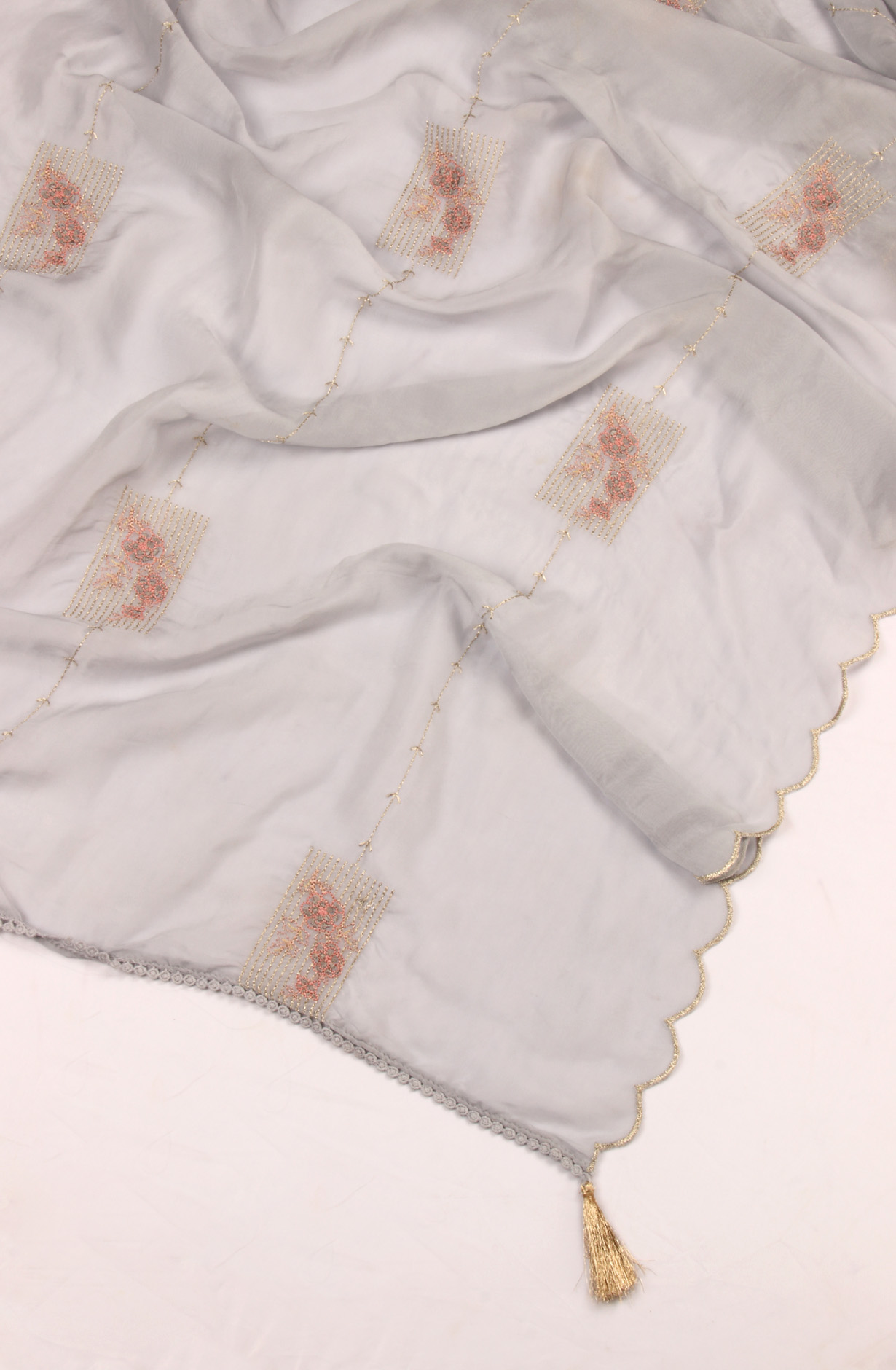 Grey Linen Beautiful Digital Printed Salwar Kameez with Organza Dupatta - SVACOT2064A