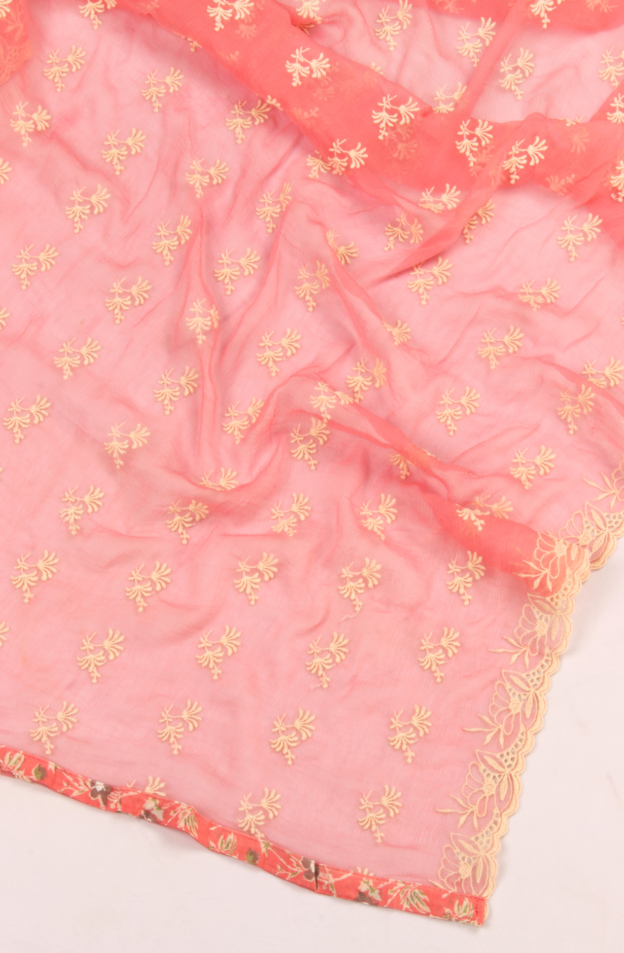 Pink Cotton Unstitched Salwar Suit with Chiffon Dupatta - SVACOT2070A