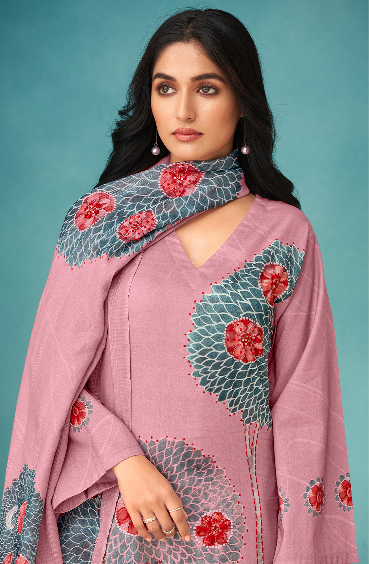 Mauve Cotton Digital Printed Unstitched Salwar Kameez - SWA247