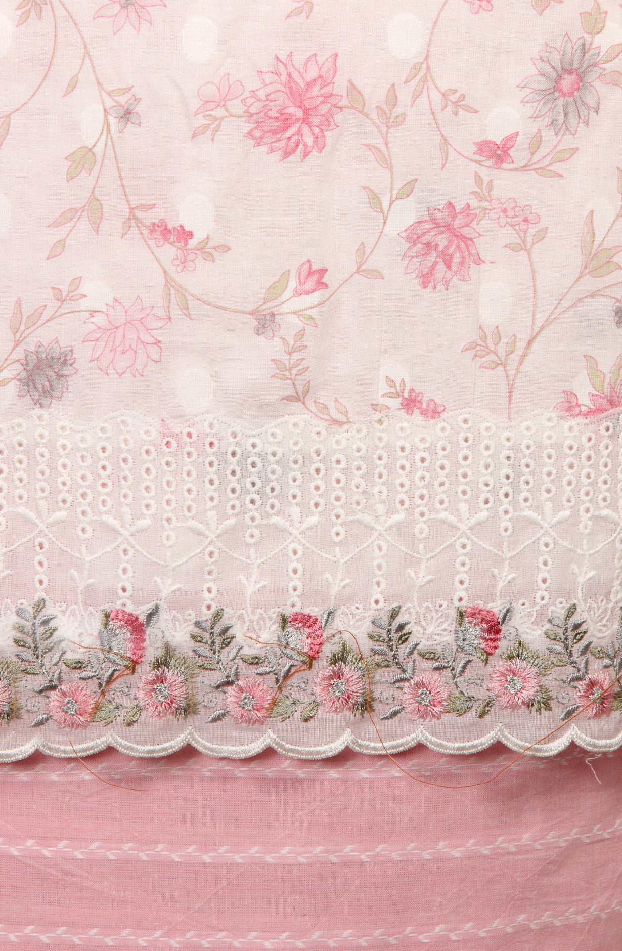 White Pink Pure Cotton Digital Printed Exclusive Suit-sets with Chiffon Dupatta - SWAPIM3B