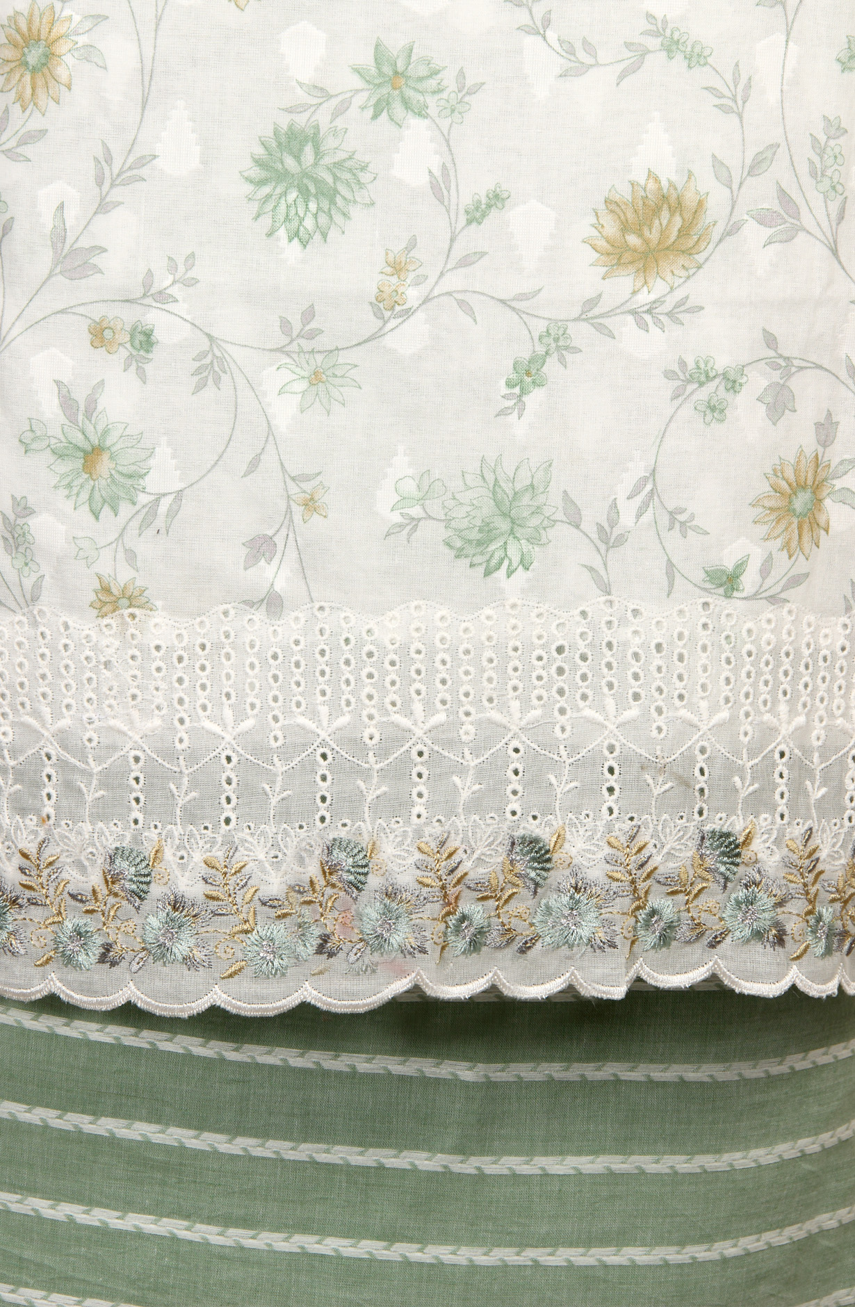 White Sea Green Pure Cotton Digital Printed Exclusive Suit-sets with Chiffon Dupatta - SWAPIM3C