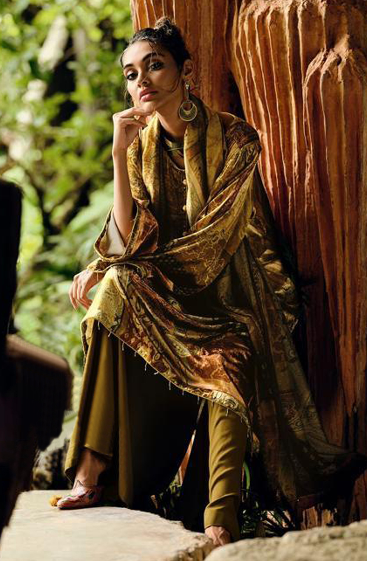 Mustard Yellow Velvet Designer Unstitched Salwar Kameez - SYM02