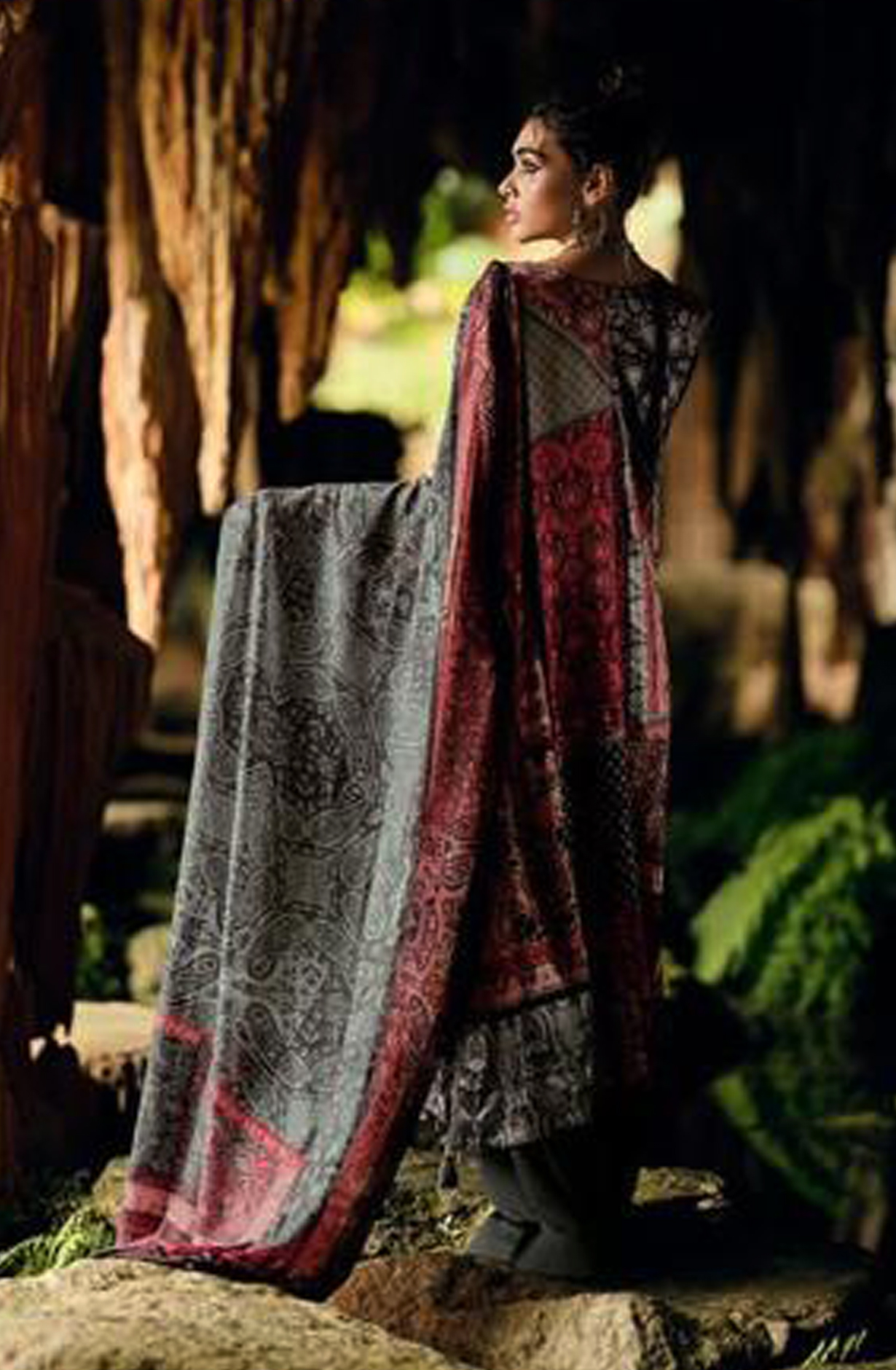 Black and Multi Velvet Designer Unstitched Salwar Kameez - SYM03