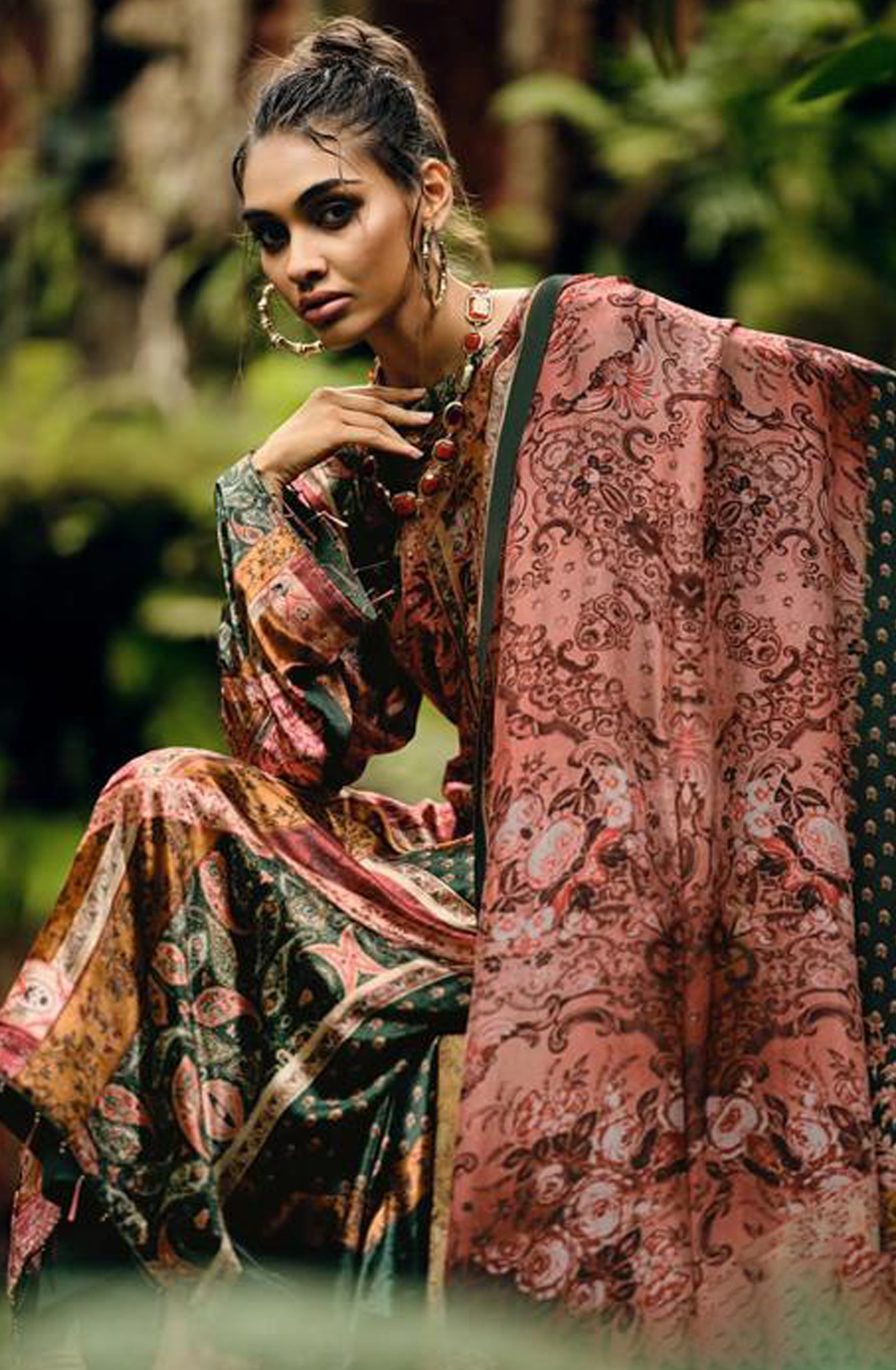 Bottle Green Velvet Designer Unstitched Salwar Kameez - SYM06