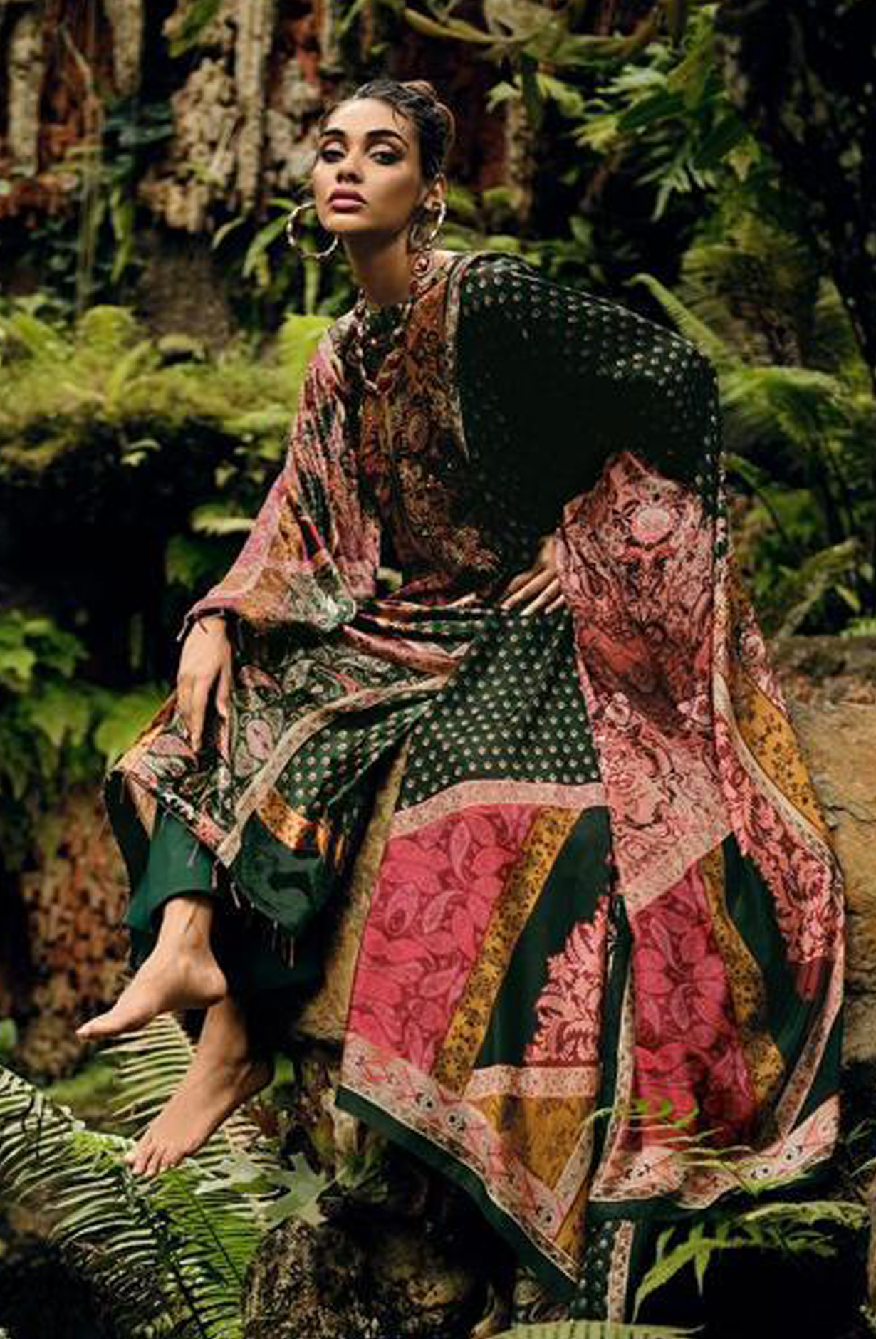 Bottle Green Velvet Designer Unstitched Salwar Kameez - SYM06