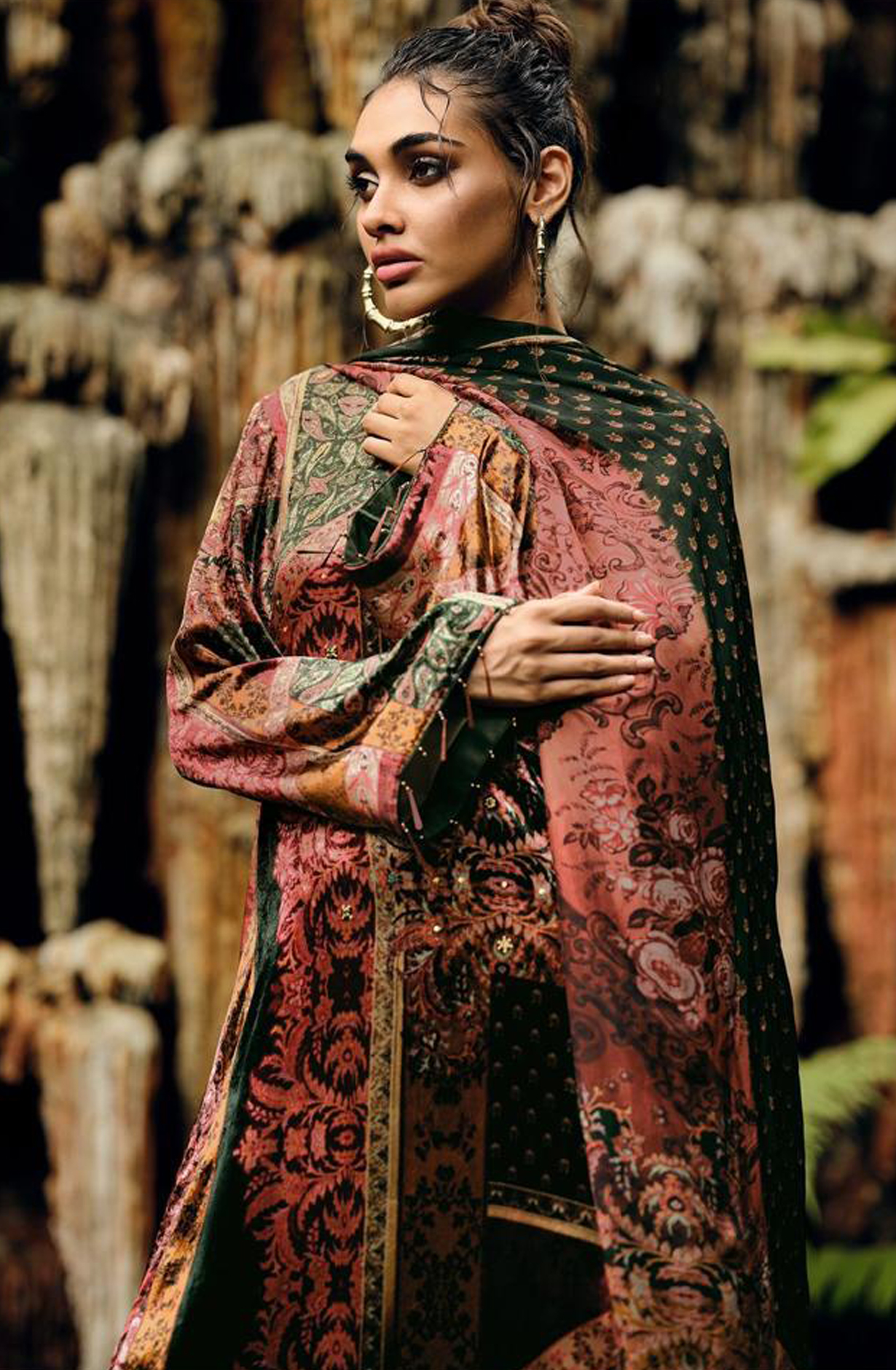 Bottle Green Velvet Designer Unstitched Salwar Kameez - SYM06