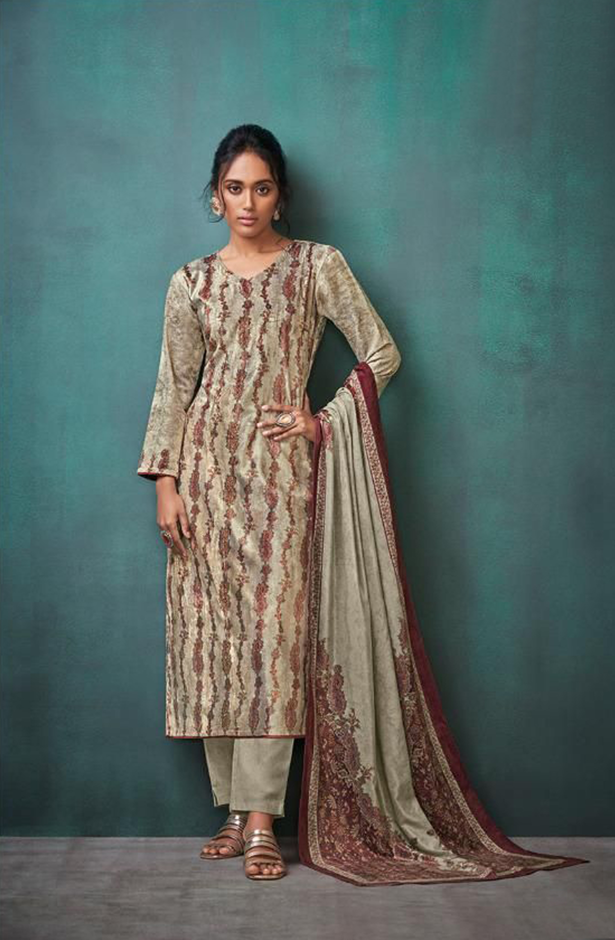 Pista Green Pure Velvet Unstitched Salwar Kameez - TAA1211A