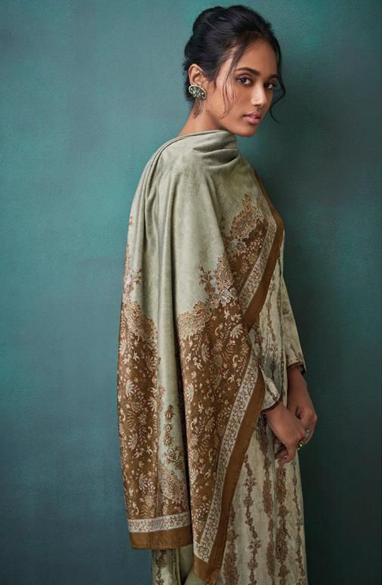 Sea Green Pure Velvet Unstitched Salwar Kameez - TAA1211B