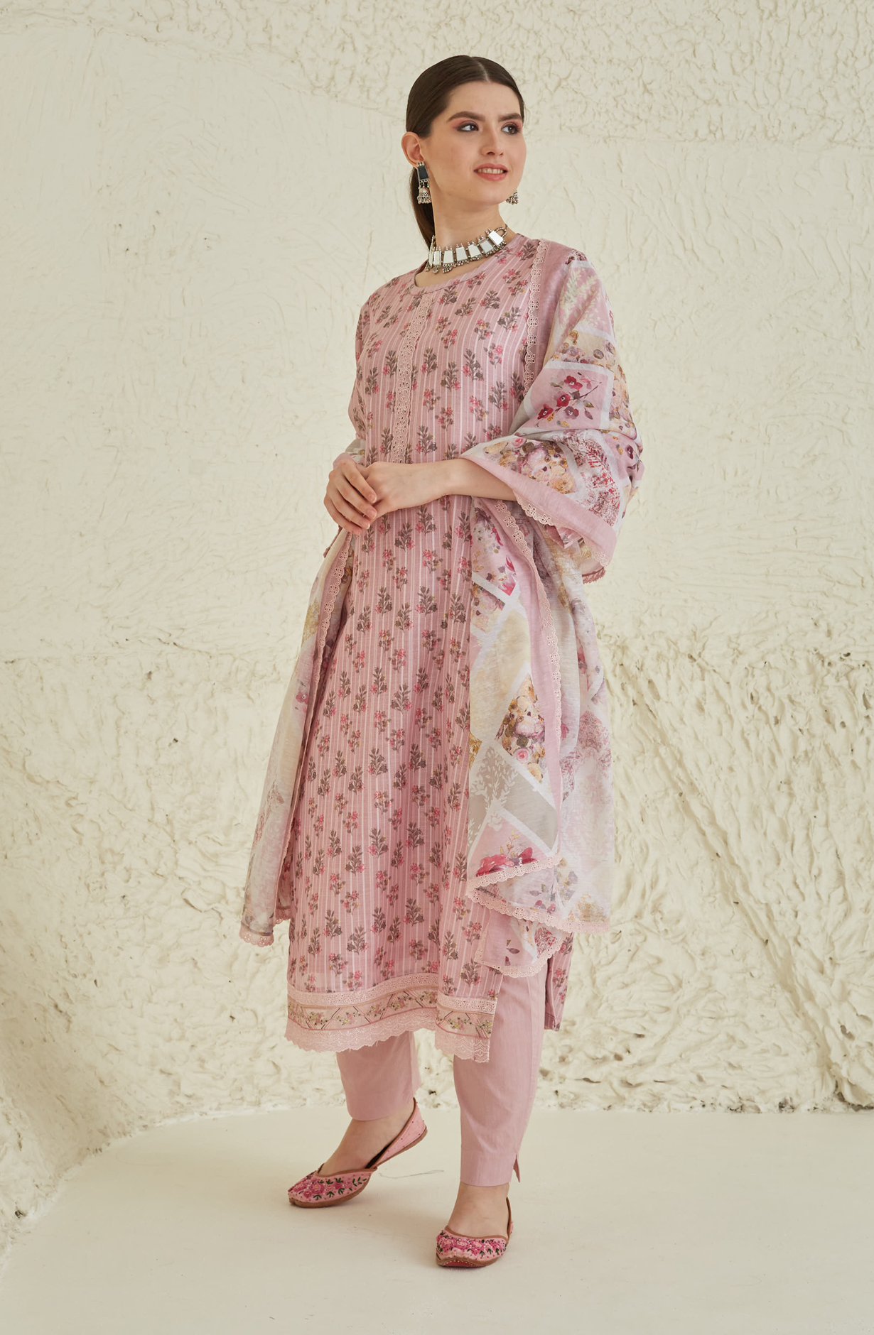 Pink Beautiful Linen Unstitched Salwar Kameez - TAN1914A