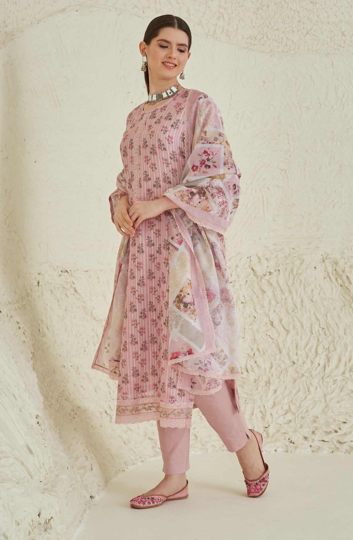 Pink Beautiful Linen Unstitched Salwar Kameez - TAN1914A