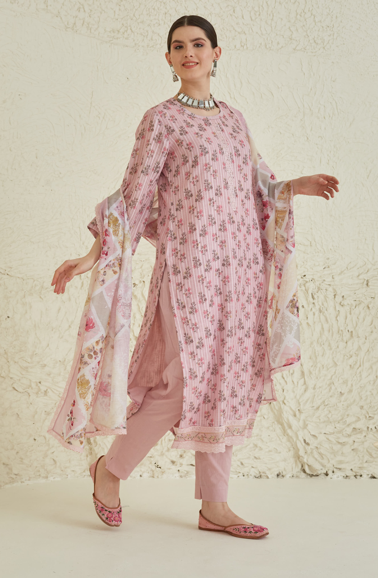 Pink Beautiful Linen Unstitched Salwar Kameez - TAN1914A