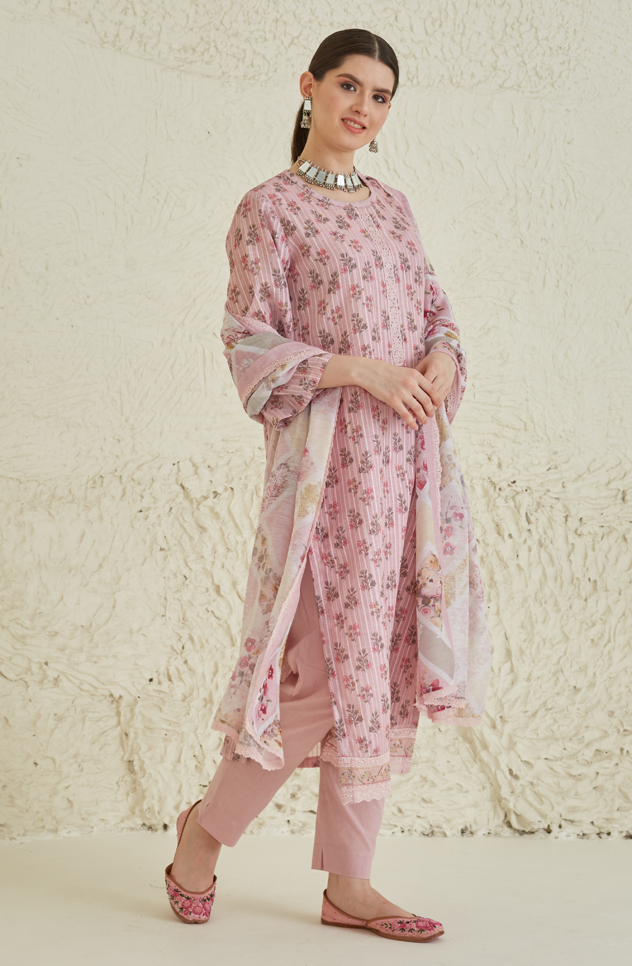 Pink Beautiful Linen Unstitched Salwar Kameez - TAN1914A
