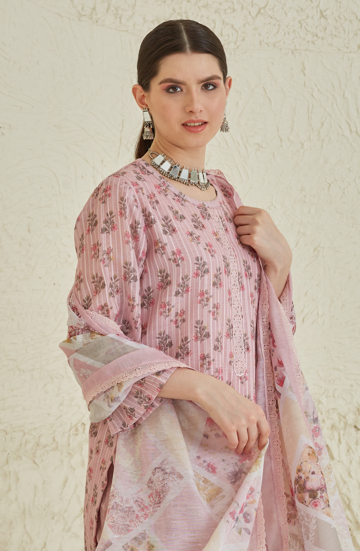 Pink Beautiful Linen Unstitched Salwar Kameez - TAN1914A