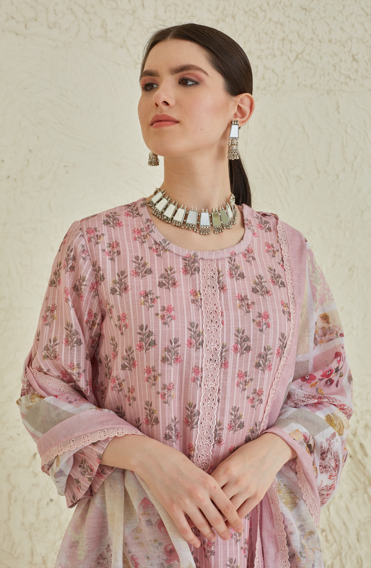 Pink Beautiful Linen Unstitched Salwar Kameez - TAN1914A