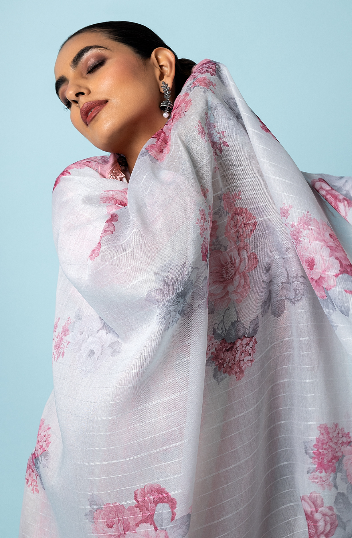 Pink Beautiful Muslin Embroidered Salwar Kameez with Digital Print - TAN2193A