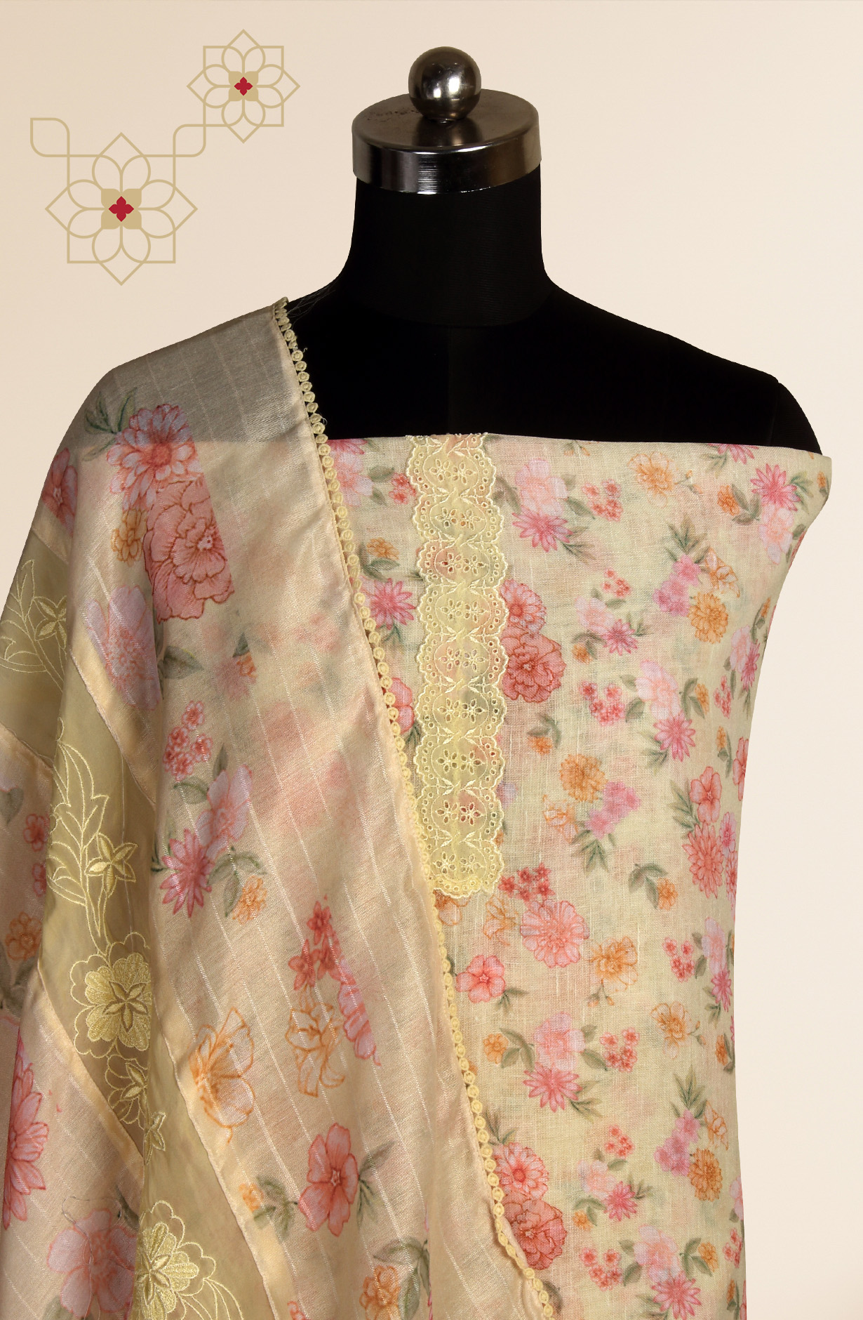 Yellow Linen Exclusive Digital Printed with Embroidered Salwar Kameez - TAR1762B