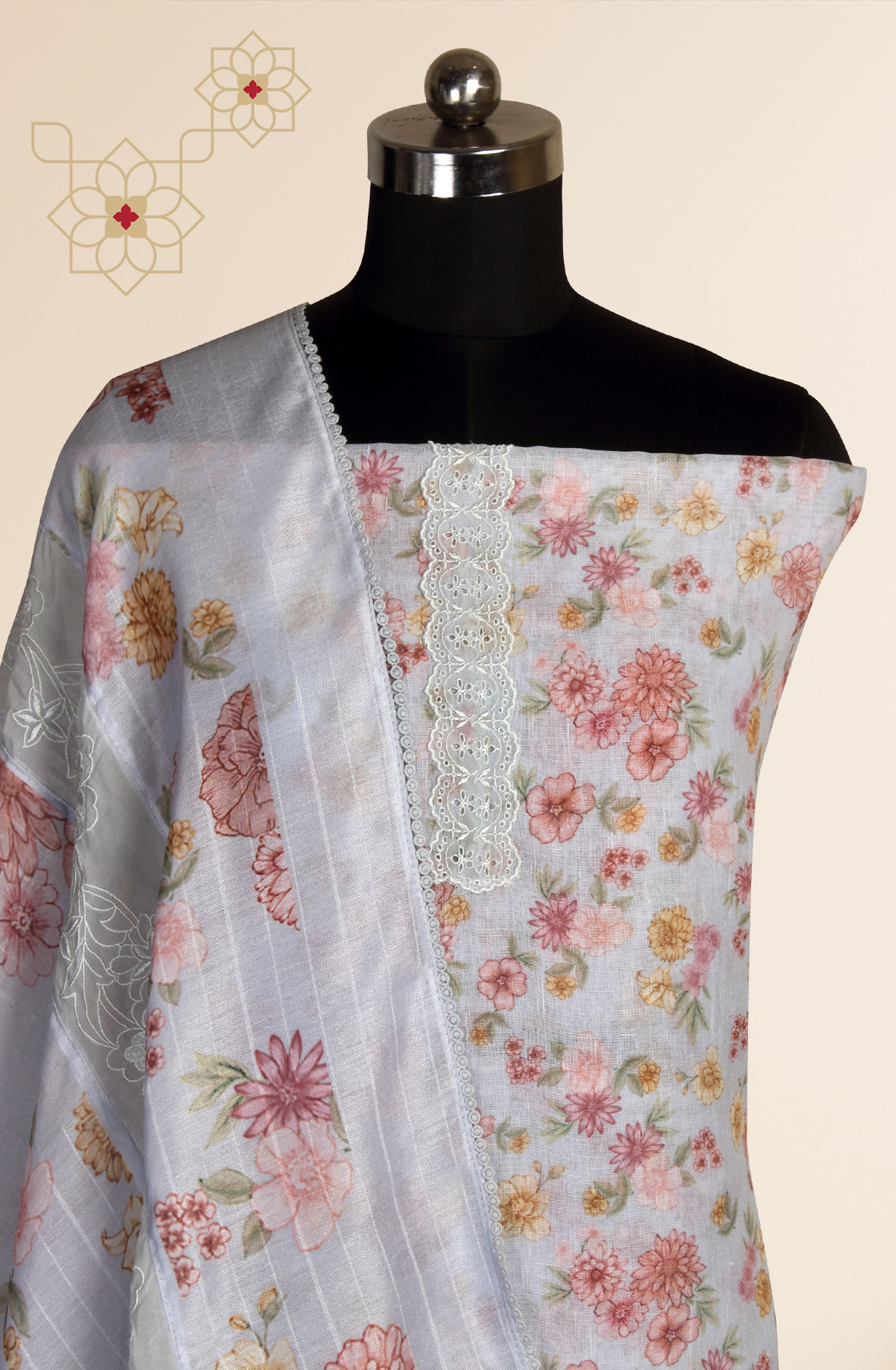 Grey Linen Exclusive Digital Printed with Embroidered Salwar Kameez - TAR1762C