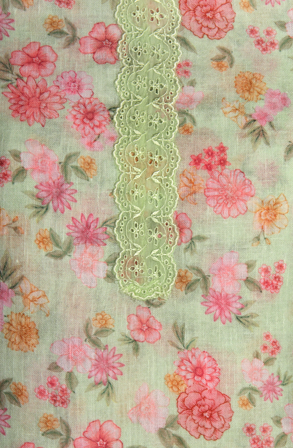 Parrot Green Linen Exclusive Digital Printed with Embroidered Salwar Kameez - TAR1762D