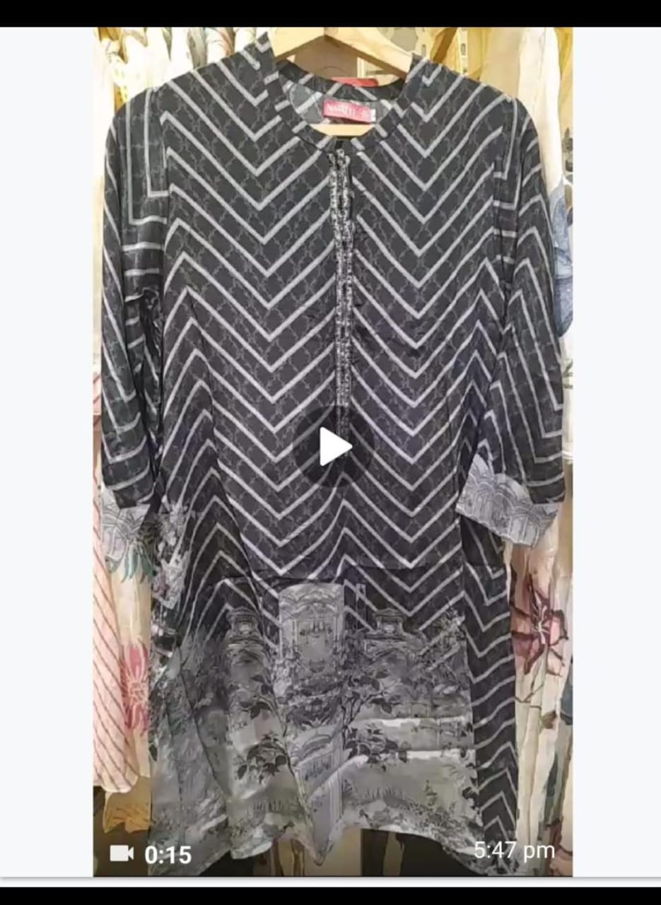 Black and Grey Ready-to-Wear Muslin Co-ord Set - TEXNCDS013 - Available Size L to XXL