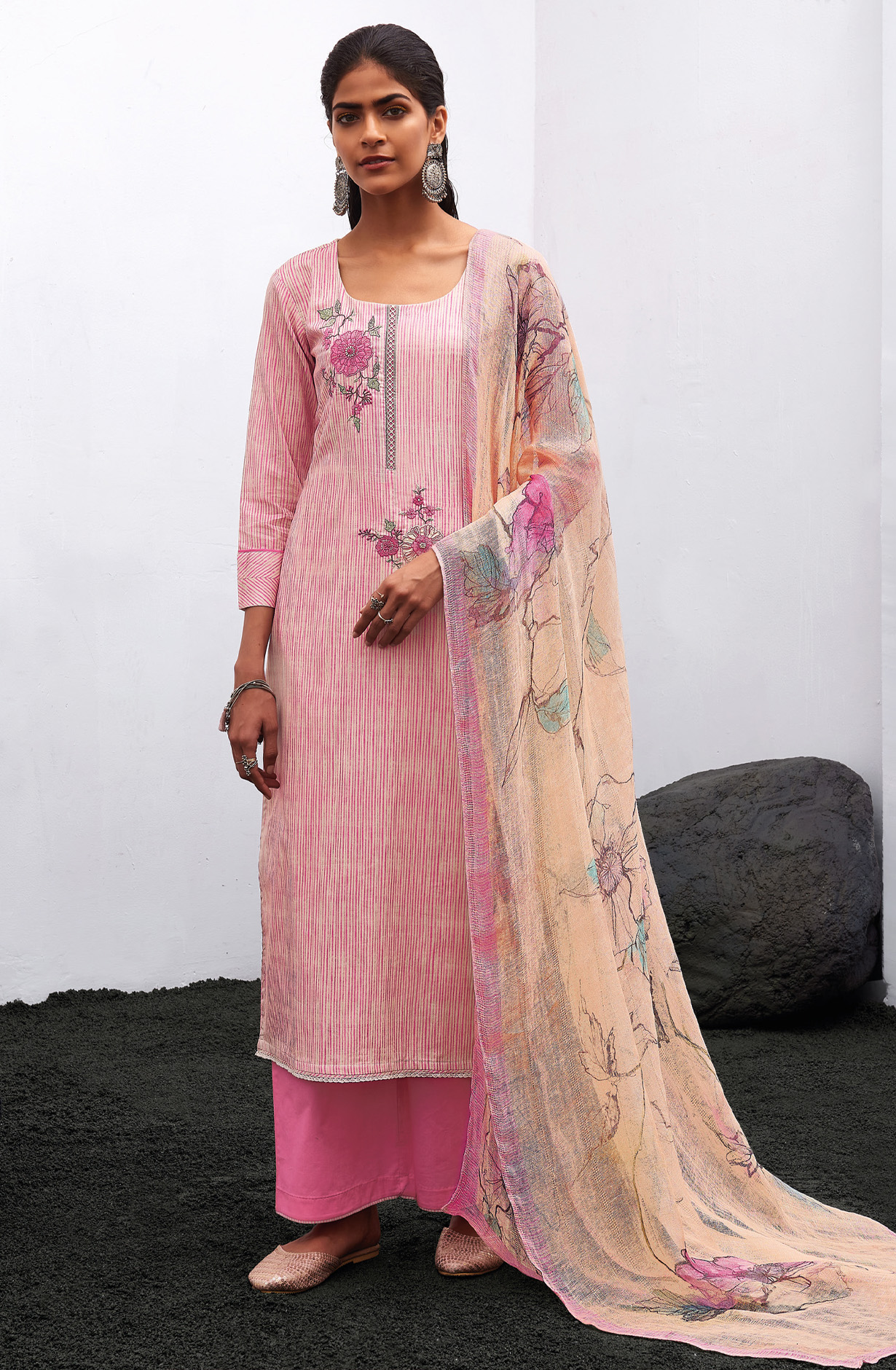 Multi-coloured Cotton Digital Printed Salwar Suit- THEC1074