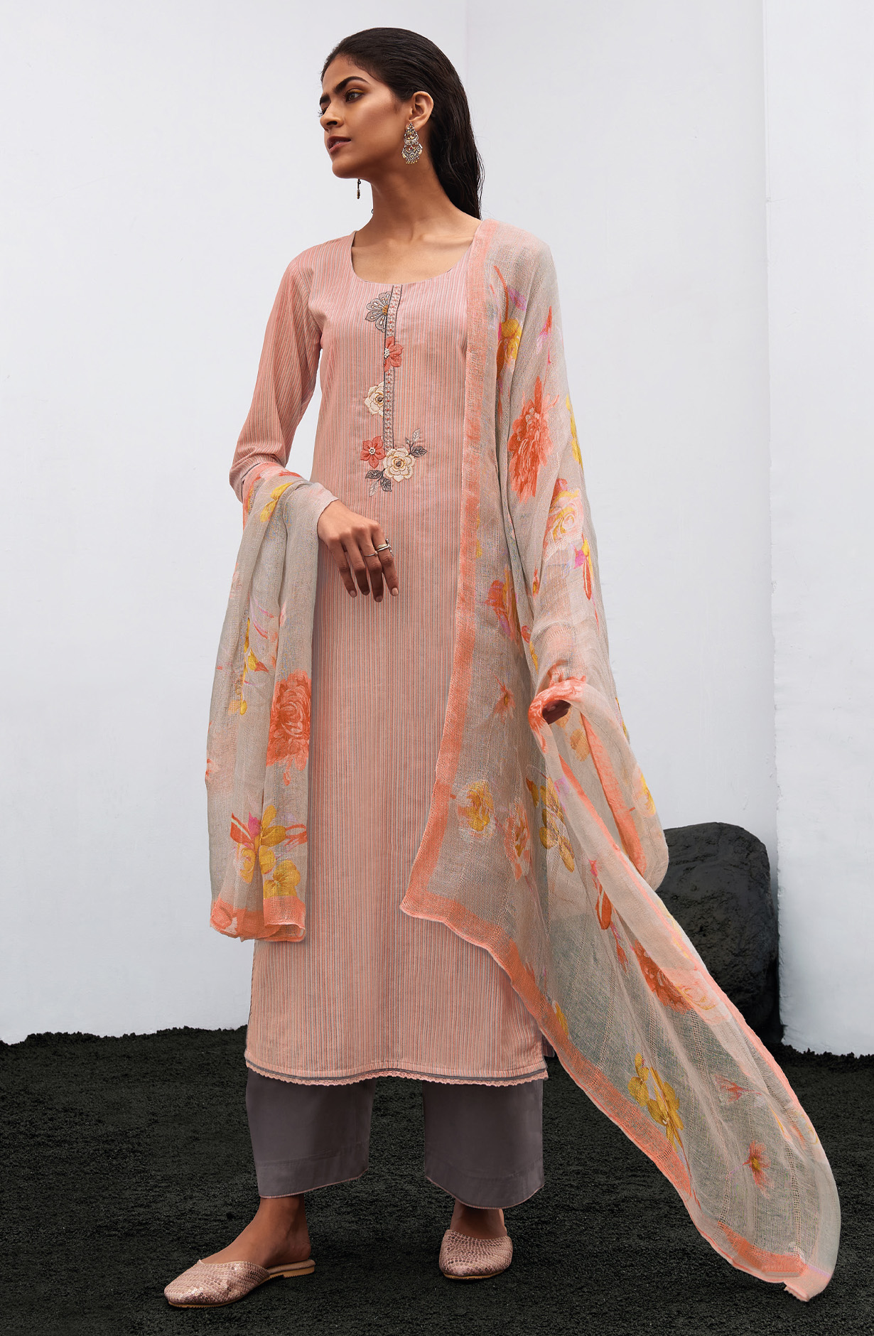 Multi-coloured Cotton Digital Printed Salwar Suit- THEC1076