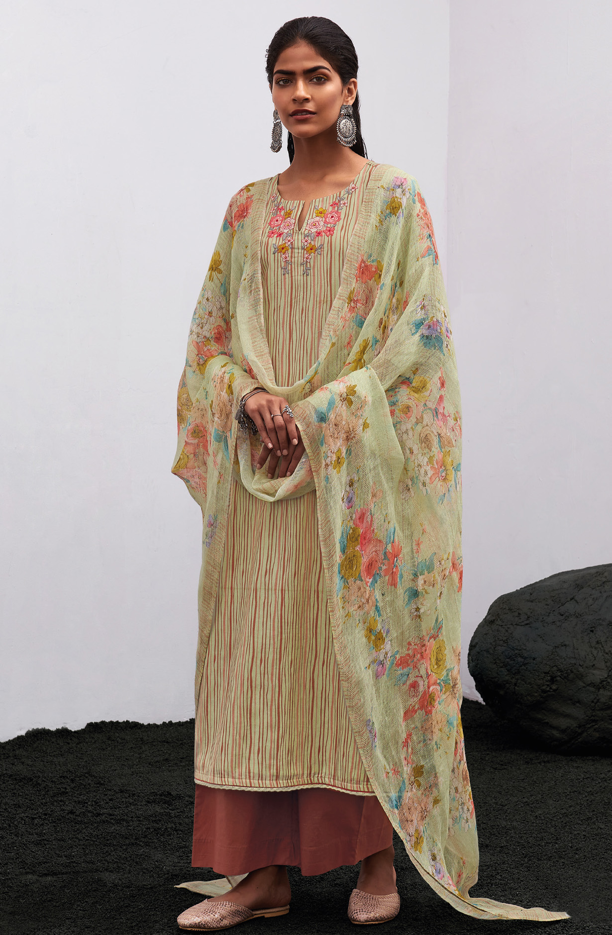 Multi-coloured Cotton Digital Printed Salwar Suit- THEC1078