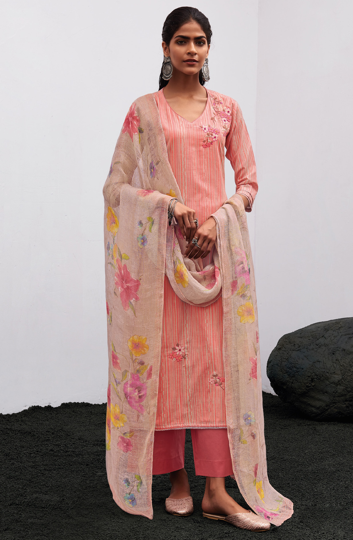 Multi-coloured Cotton Digital Printed Salwar Suit- THEC1079
