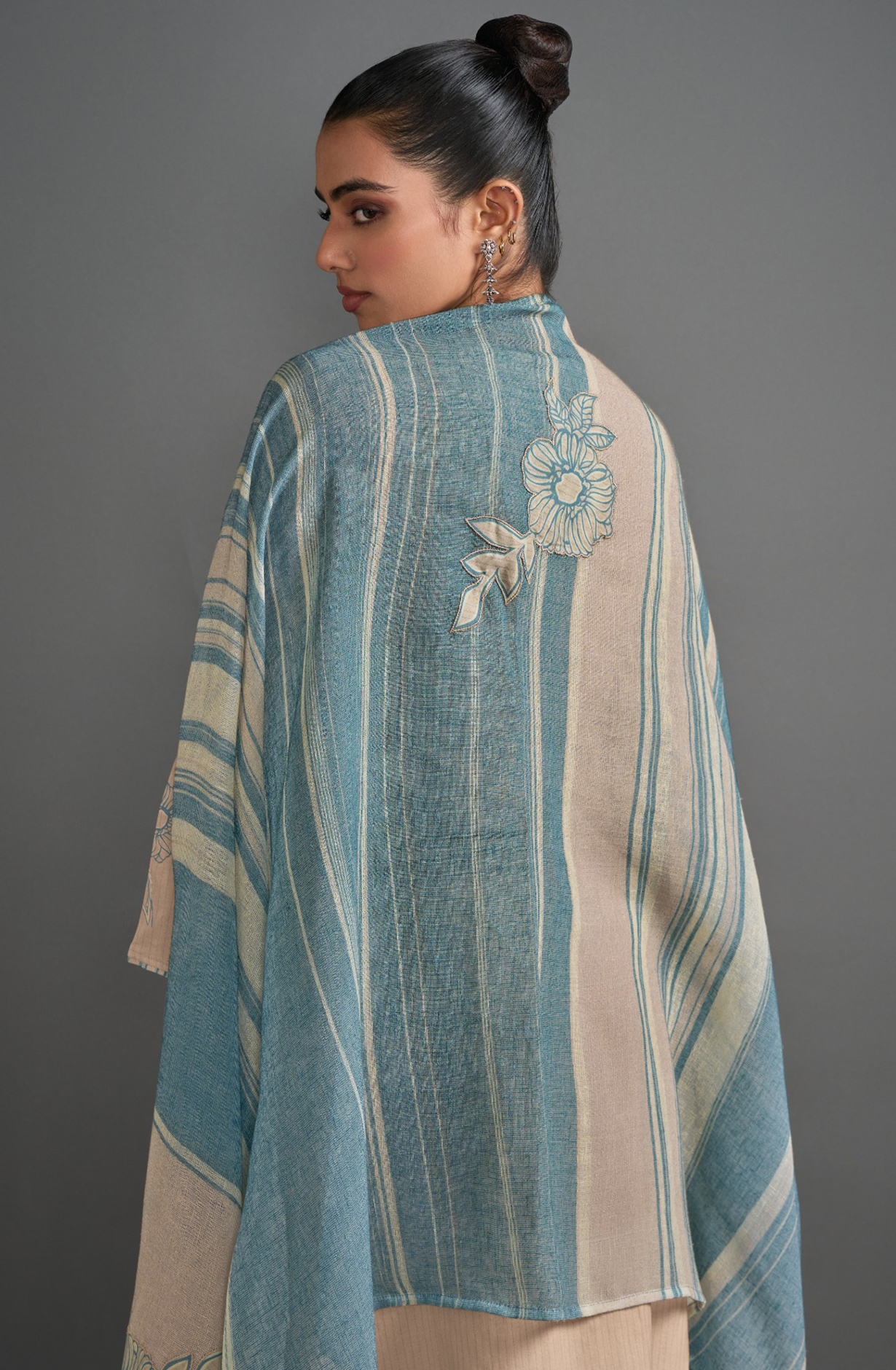 Fawn Cotton Lawn Suit Set Digital Print With Hand Work With Aric Cotton Digital Printed - TRE7431B