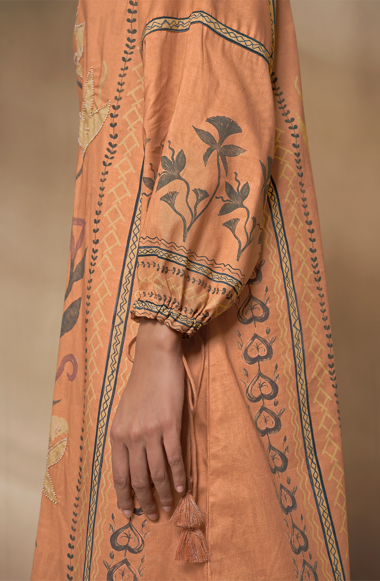 Cotton Orange Digital Printed Unstitched Salwar Kameez with Motif Work - TRI702