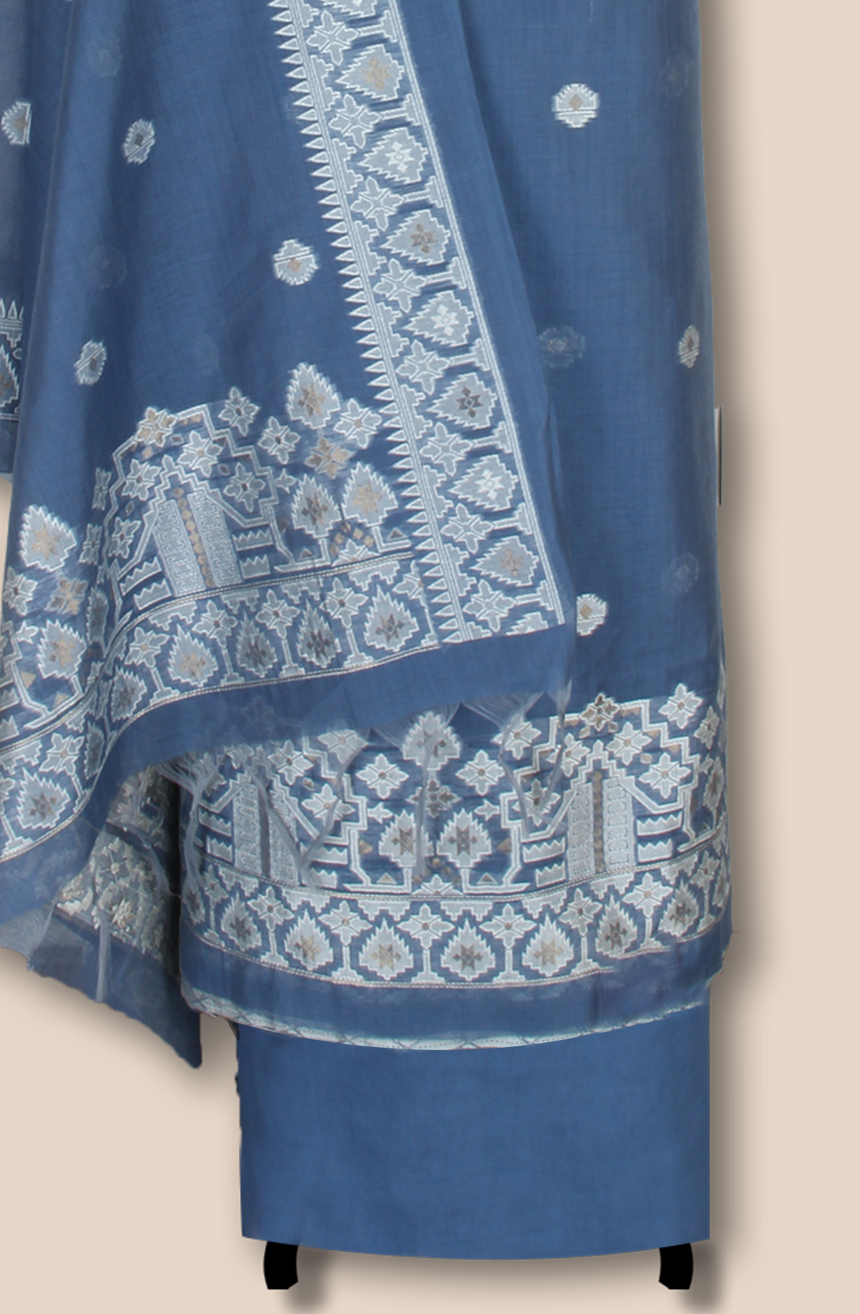 Blue Chanderi Woven Unstitched Salwar Suit Dupatta - TRSCHN1225A