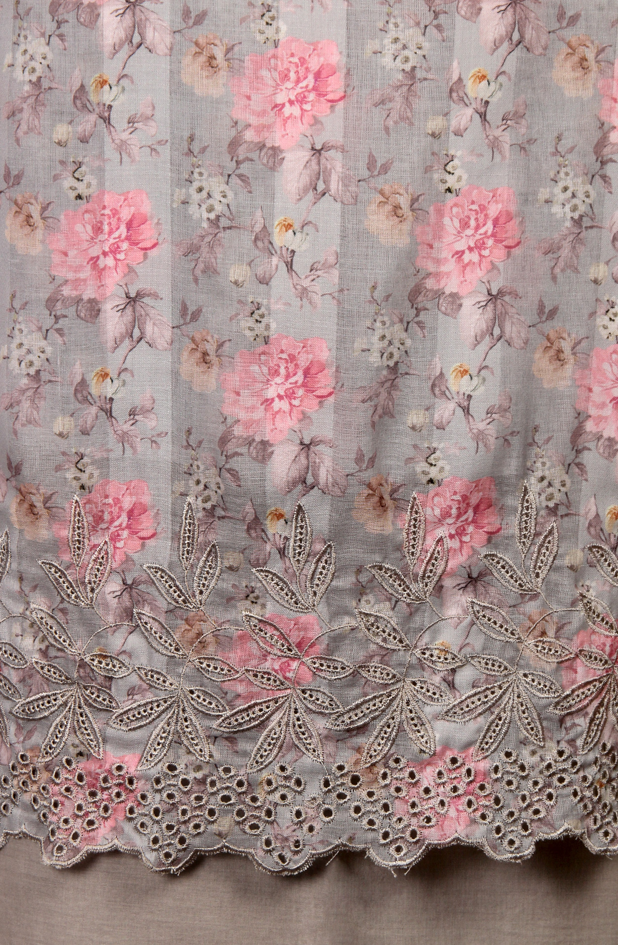 Grey Cotton Digital Printed Suit with Chiffon Dupatta - TRU1401A