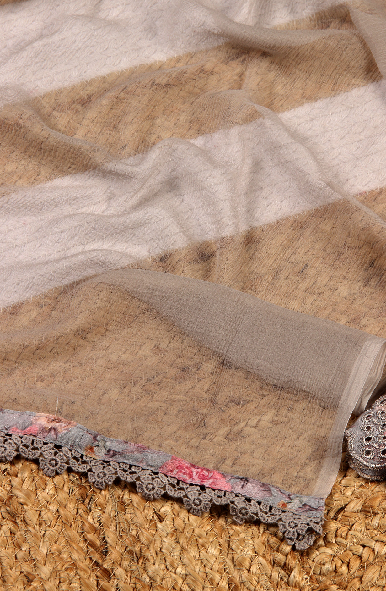 Grey Cotton Digital Printed Suit with Chiffon Dupatta - TRU1401A