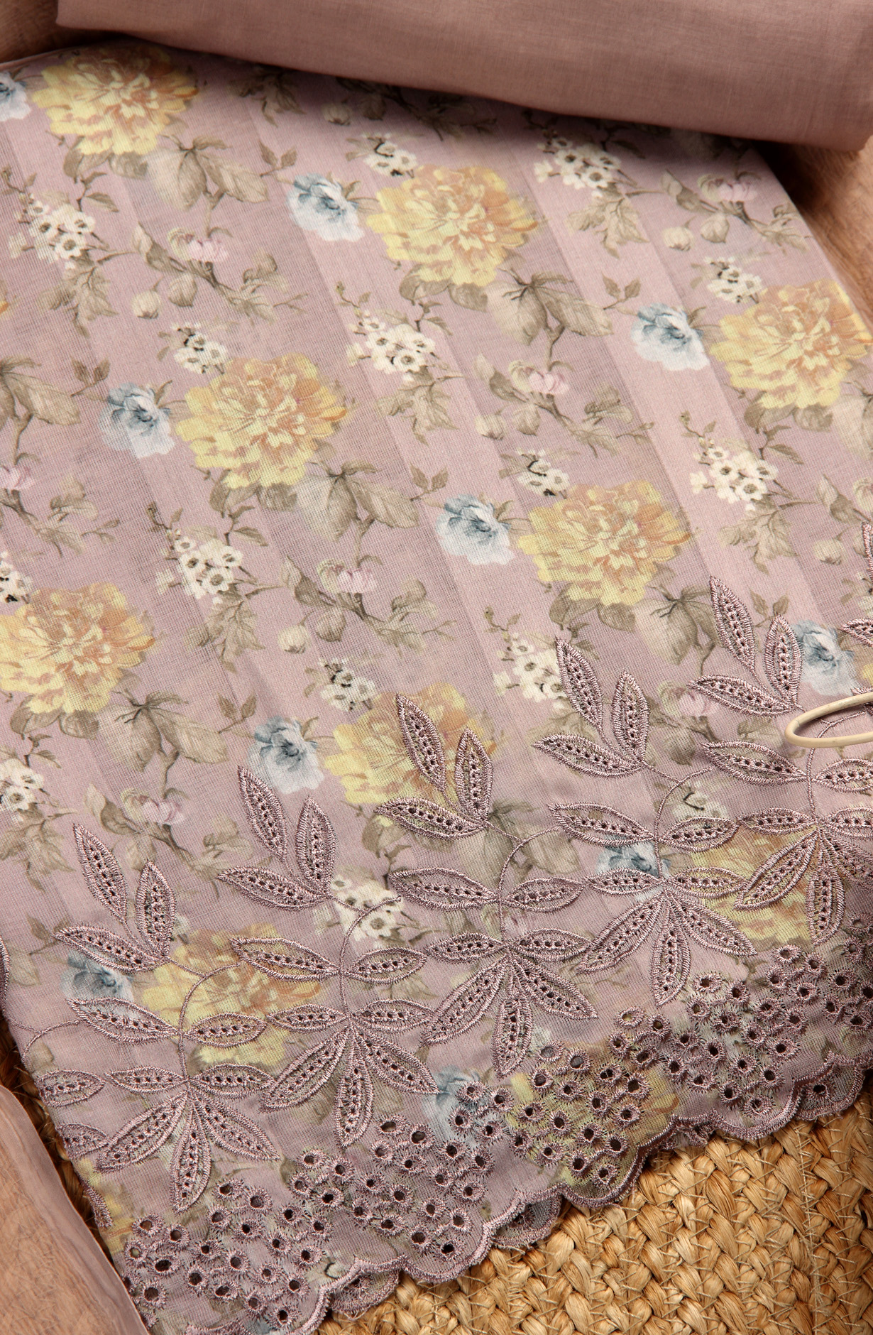 Mauve Cotton Digital Printed Suit with Chiffon Dupatta - TRU1401B