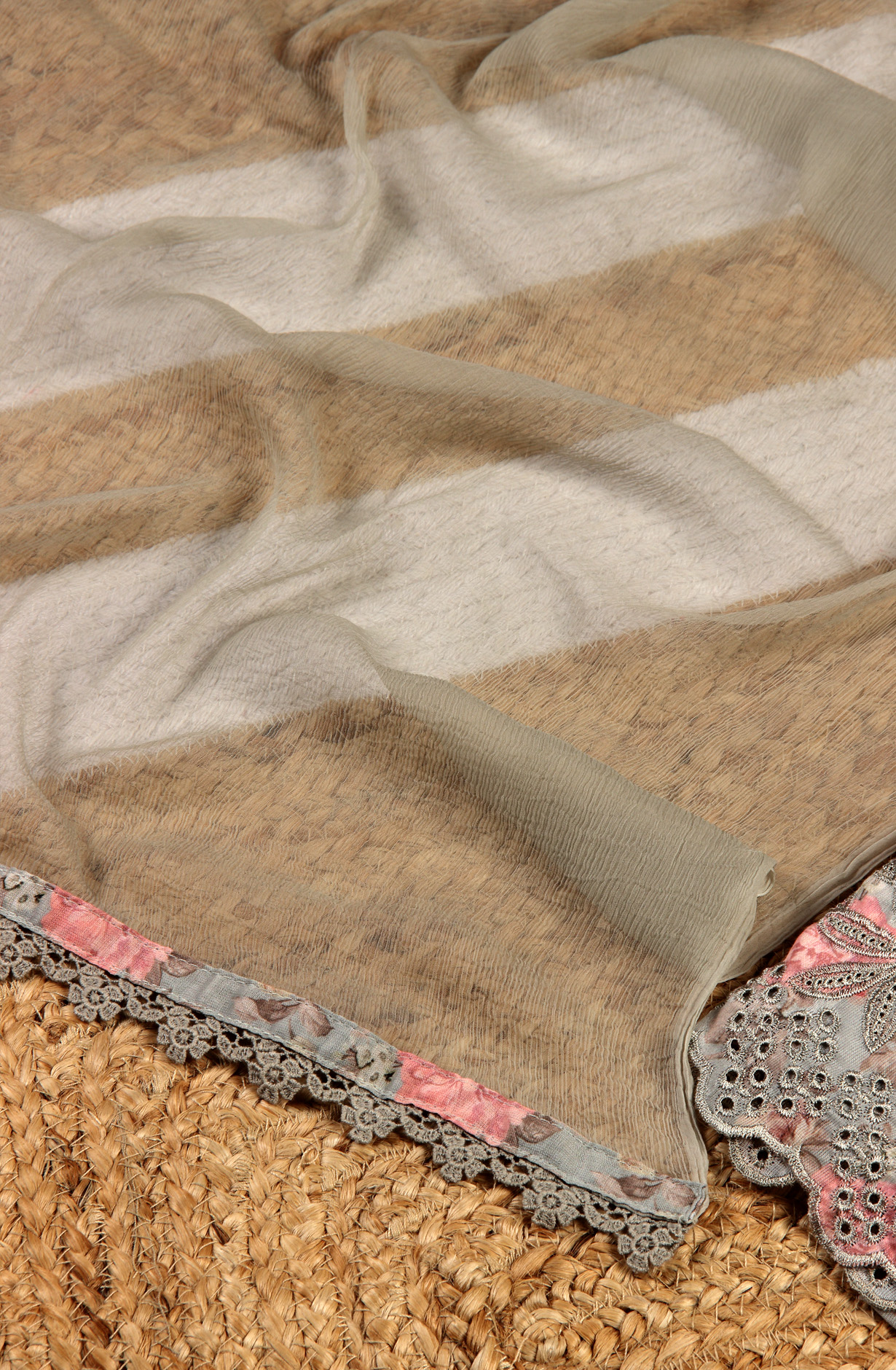 Grey Cotton Digital Printed Suit with Chiffon Dupatta - TRU1401C