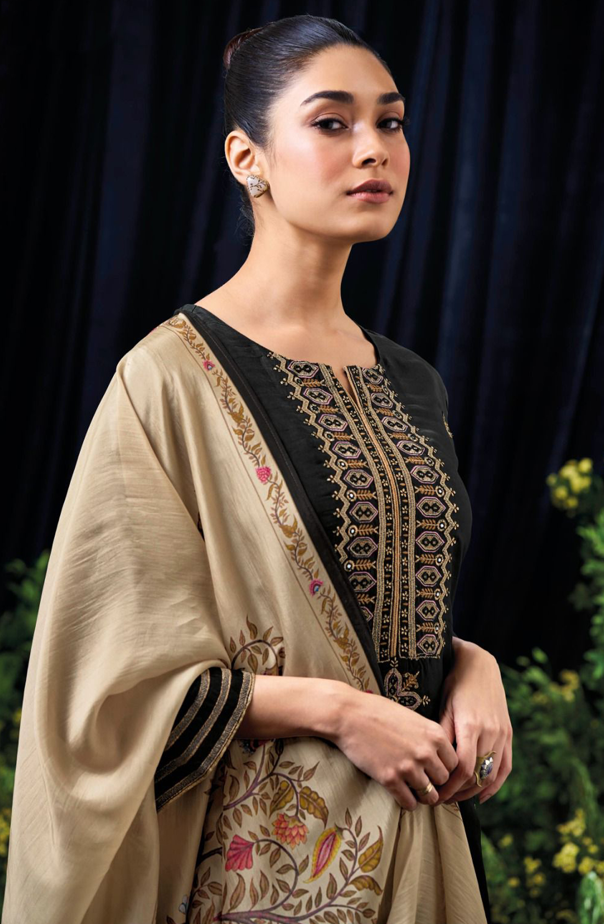 Silk Salwaar Kameez with Beautiful Printed Dupatta - TUNS2997C