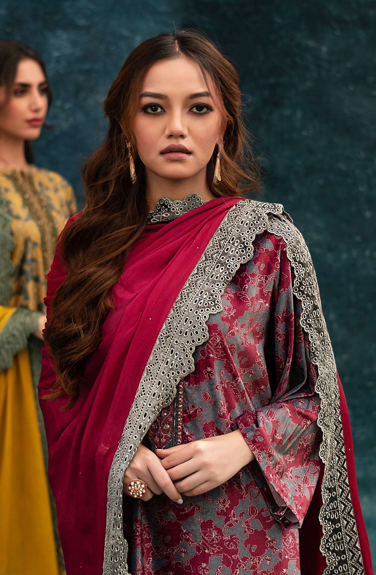 Grey Beautiful Velvet Unstitched Salwar Kameez - TUS1600C