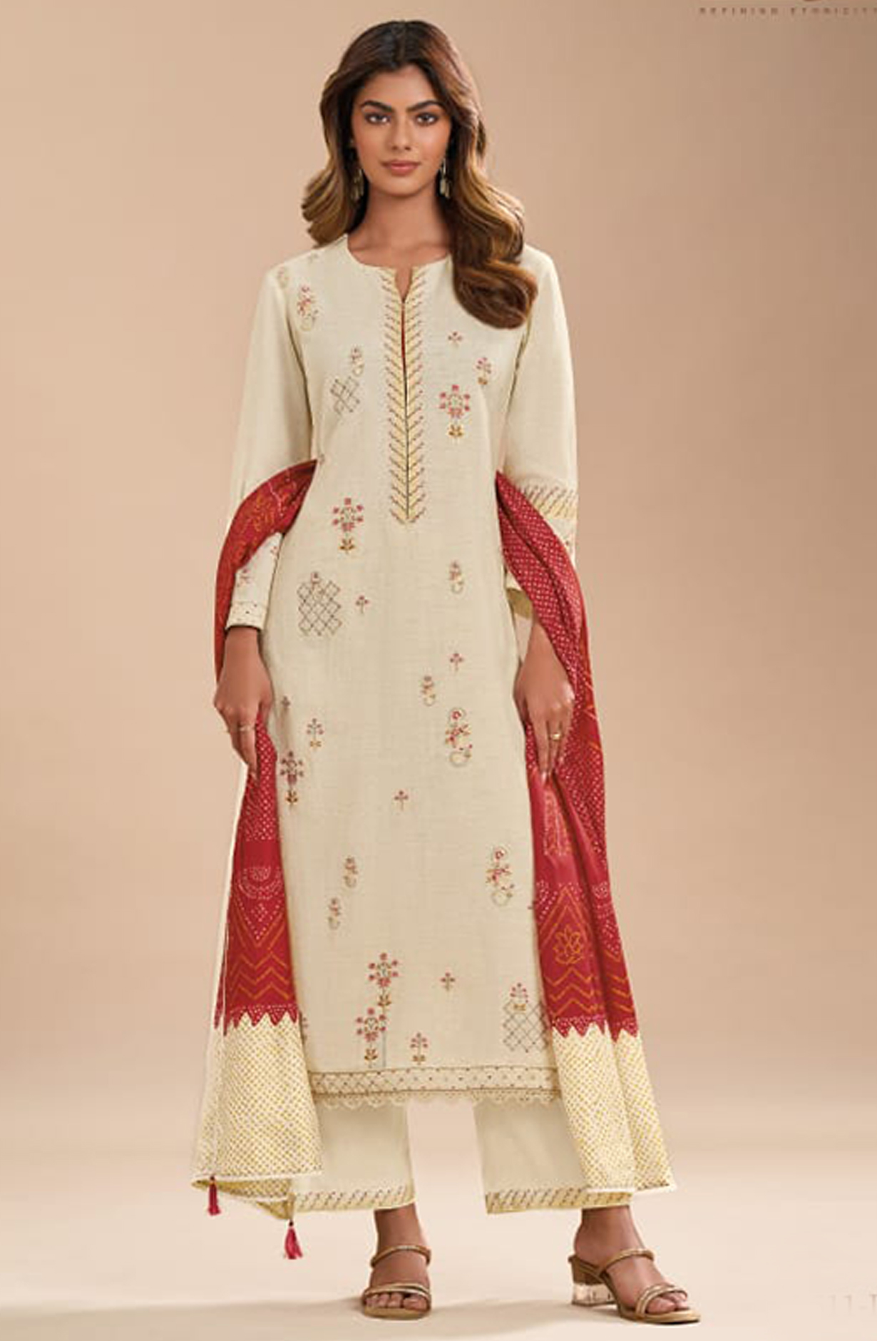 Cotton Silk Suit Set with Maroon Dupatta - UJA7511D