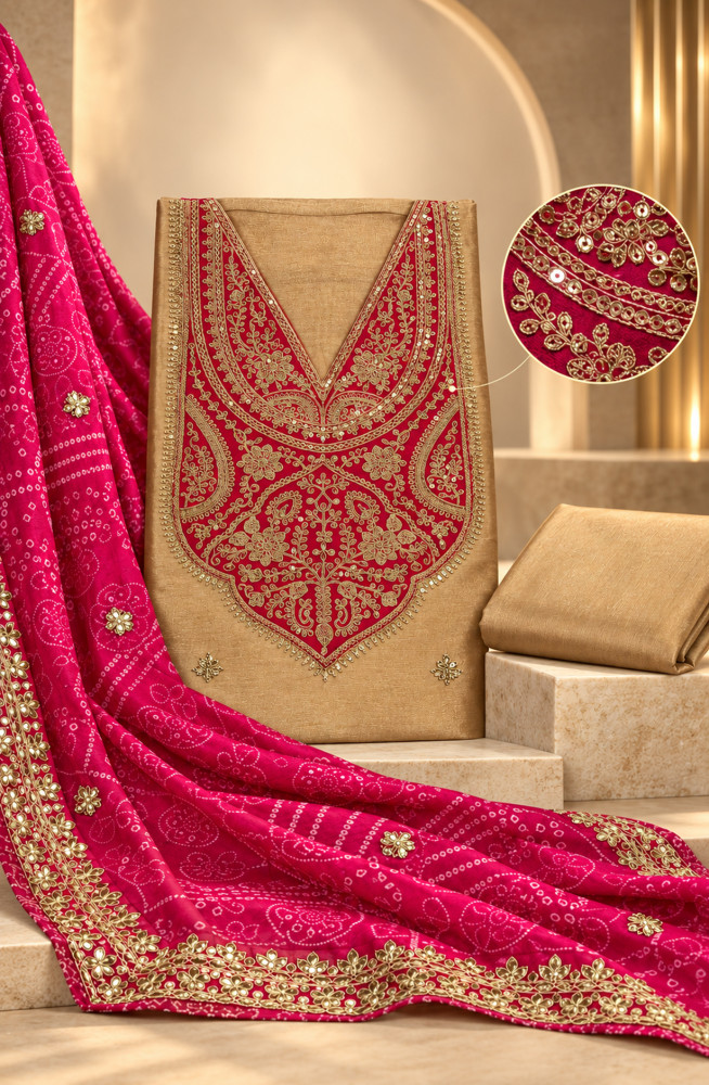 Image of Rani Premium Silk Unstitched Suit Set with Beautiful Dupatta - 131-NAR2601