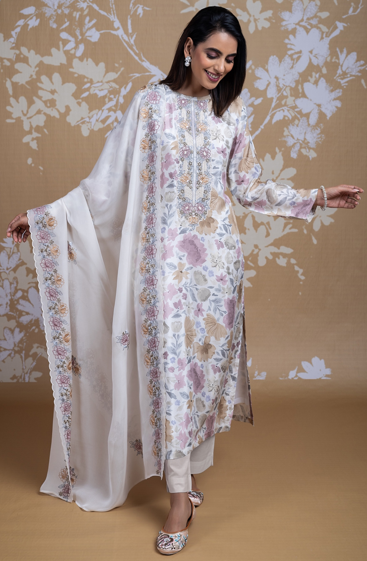 Green Pure Muslin Digital Printed Suit with Dupatta - USH2484A