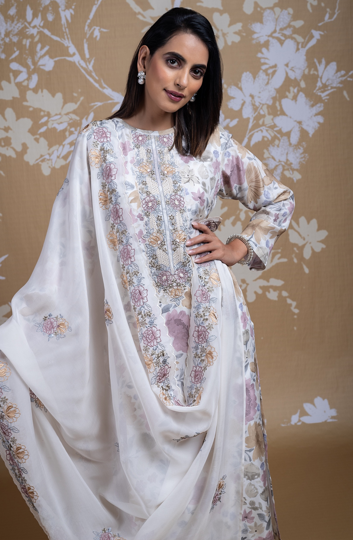 Green Pure Muslin Digital Printed Suit with Dupatta - USH2484A