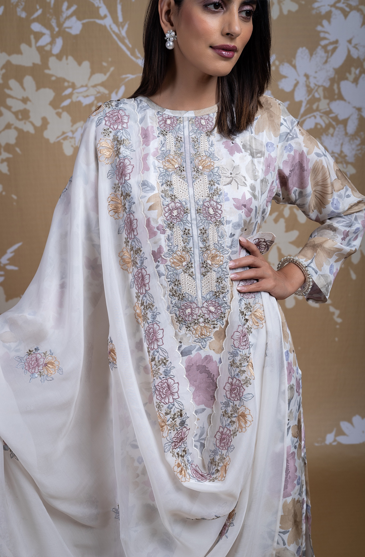 Green Pure Muslin Digital Printed Suit with Dupatta - USH2484A