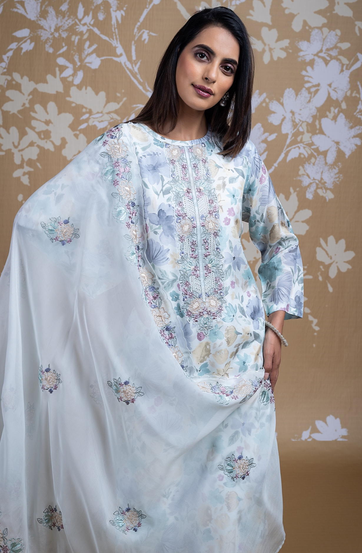 Mustard Pure Muslin Digital Printed Suit with Dupatta - USH2484B